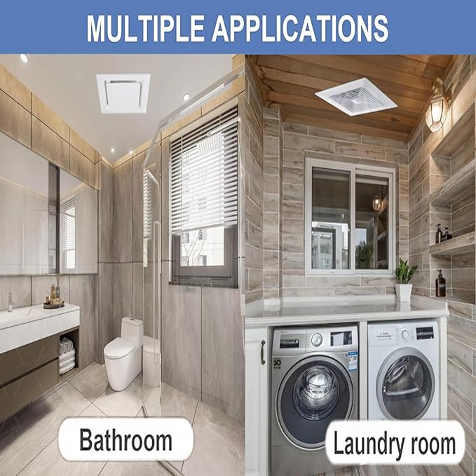 Bathroom Exhaust Fan without Light, Ceiling Mount Ventilation Fan bathroom extractor 110V bathroom fan for Kitchen 120CFM 1.2Sones (Square) - Image 2