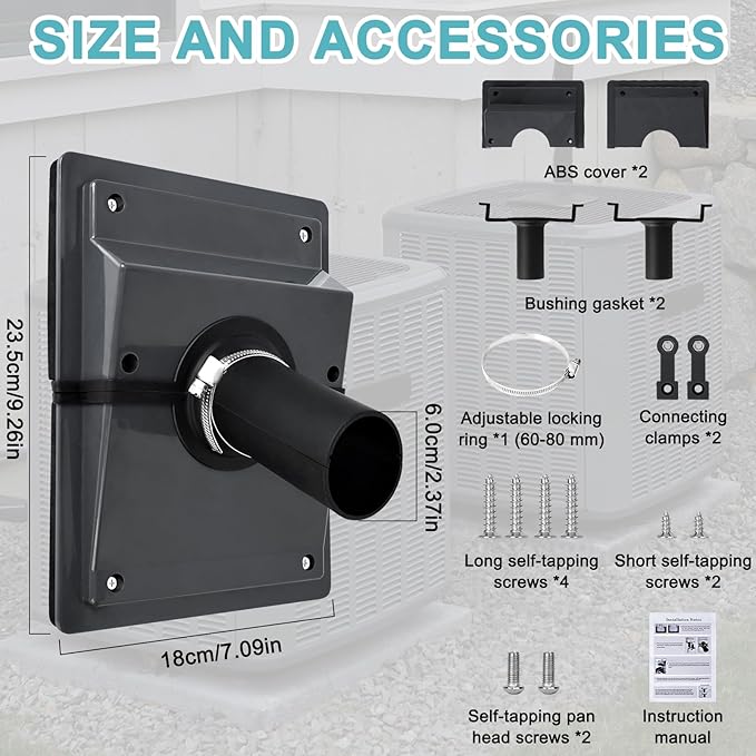 HVAC Wall Penetration and Duct Kit Cover, Split Air Conditioning Duct Kit Wall Cover, Easy to Install HVAC Wall Penetration for Indoor and Outdoor Air Conditioning Systems(Black) - Image 5