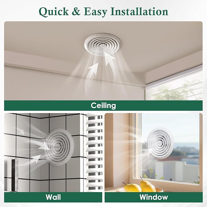 Bathroom Exhaust Fan 8", White Quiet Ceiling Exhaust Fan 110 CFM, 1.0 Sones Ideal Ventilation for Bathroom, Kitchen, RV, Mobile Home, Garage (110V) - Image 5