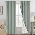 H.VERSAILTEX Bedroom Curtains Blackout Linen Blackout Curtains 84 Inches Long, 100% Blackout Thermal Textured Linen Look Curtain Draperies Grommet with White Liner, 2 Panels, Green Bay by HVERSAILTEX