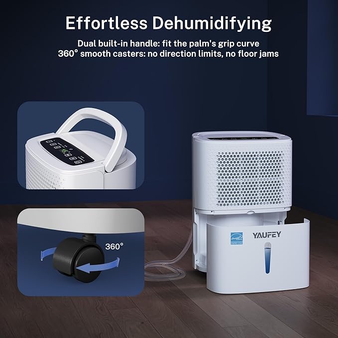 Yaufey 2025 Most Efficient Energy Star Dehumidifier for 2,000 Sq. Ft. Home, Basement and Large Room - Powerful, Quiet with Humidity Control, Timer, Drain Hose and Water Tank - Image 8