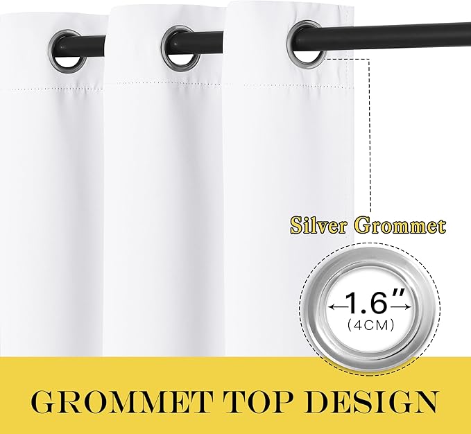 NICETOWN Room Darkening Curtain 90 inches Long - Thermal Curtain Grommet Large Window Treatment Sliding Door Curtain Light Blocking for Living Room (White, 1 Panel, W66 x L90) - Image 3