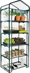 Worth Garden 5 Tier Mini Greenhouse - 75'' H x 27'' L x 19'' W - Sturdy Portable Gardening Shelves with PVC Cover - Small Porch Green House for Growing Plants Flowers Indoor & Outdoor by WORTH