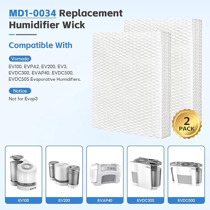 2-Pack MD1-0034 Replacement Wicks Filters Compatible with Vornado Evaporative Humidifier Model Evap40, Evap2, EV100, EV200, EVDC300, EVDC500 - Image 2