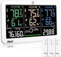 OBET Weather Station Wireless Indoor Outdoor Thermometer with 3 Sensors, Temperature Humidity Monitor with Alerts 500ft Range and 3 Adjustable Brightness White by OBET