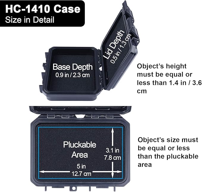 Lykus HC-1410 Mini Hard Case Dry Box with Foam Insert, Interior Size 5.51x3.54x1.46 inch, IP66 Splash-Proof, Suitable for cellphone, keys, cards, and small items - Image 3