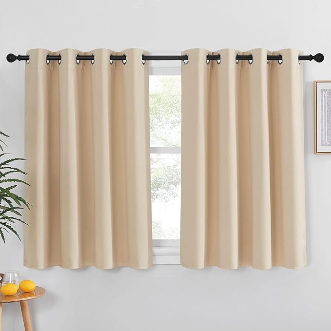 NICETOWN Bedroom Blackout Curtain and Drape - Window Treatment Thermal Insulated Solid Grommet Blackout Drapery for Bedroom (Biscotti Beige, 1 Panel, 52 by 54 inches) by NICETOWN