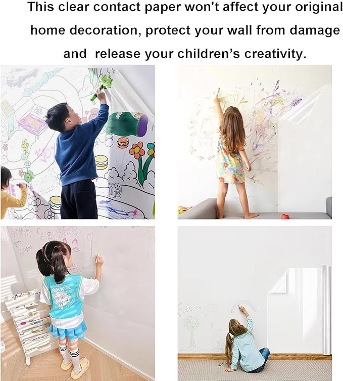 Clear Peel and Stick Wallpaper, Self-Adhesive Kitchen Backsplash Wall Tile Protector, Oil Proof Waterproof Contact Paper for Kitchen Cabinets, Whiteboard, Shelf Drawer Liner (15.7" x 78.8") - Image 2
