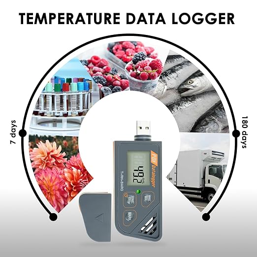 USB Temperature Data Logger Recorder for Temperature Humidity and Atmospheric Pressure, IP65 Waterproof Temperature Logger with PDF and CSV Reports High Accuracy - Image 2