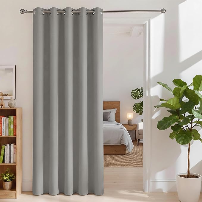 BONZER Room Dividers Curtain - Room Darkening Privacy Noise Reduce Thermal Insulating Window Curtains for Bedroom Living Room Doorway, 108L x 60W Inch (9L x 5W ft), 1 Panel, Silver by Bonzer