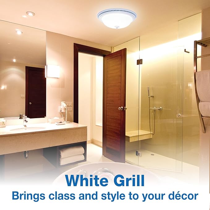 Air King DRLC703 Decorative Round Quiet Exhaust Bath Fan with Light, 70-CFM, White Finish - Image 2