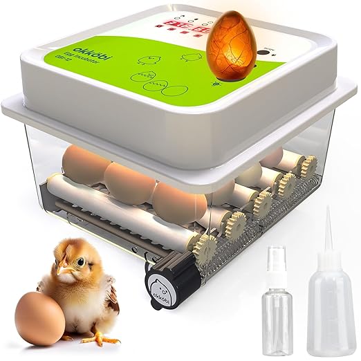 Incubators for Hatching Eggs - 12 Eggs - Ideal All Ages | Egg Incubator with Automatic Egg Turning and Humidity Control - Integrated Egg Candler - Okkobi OBI-12 by OKK%C3%96BI