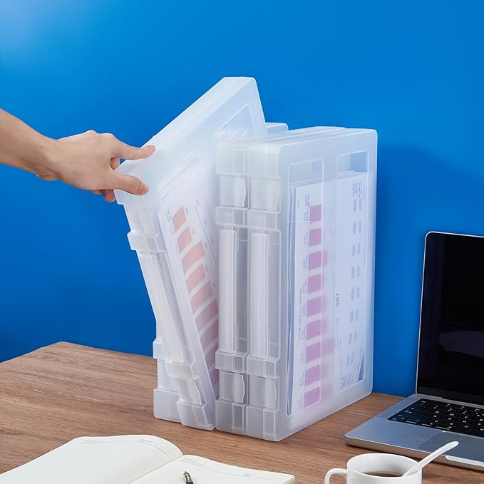 4 Pack Large A4 Paper document Box, Arts Supply Storage Organizer Box Scrapbook Storage Box Crafts Organization Boad Game Storage,Thick Plastic Scrapbook Storage Box for 8.5" x 11" Letter - Image 7