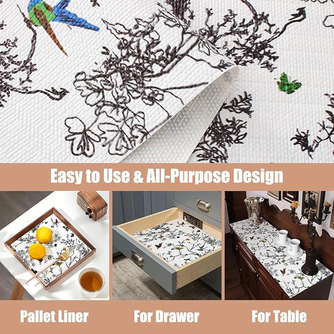 Tatyanna Shelf Liner for Kitchen Cabinets Non Adhesive Drawer Liner Floral Cabinet Liner Non Slip Shelf Liners Strong Grip Waterproof Dresser Liner Easy to Clean for Kitchen Cupboard 12IN x 16.4FT - Image 4