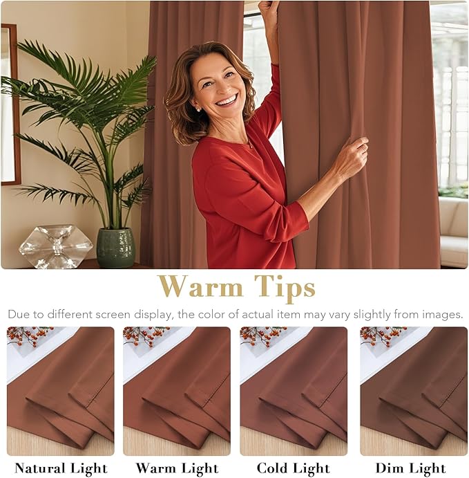 H.VERSAILTEX Blackout Curtains Thermal Insulated Window Treatment Panels Room Darkening Blackout Drapes for Living Room Back Tab/Rod Pocket Bedroom Draperies (2 Panels, Washed Spice, 52 x 96 Inch) - Image 6