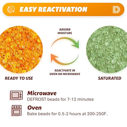 "Dry & Dry" [16 LBS] Premium Orange Indicating Silica Gel Desiccant Beads(Industry Standard 3-5 mm) - Rechargeable(2 Gallon) - Image 4