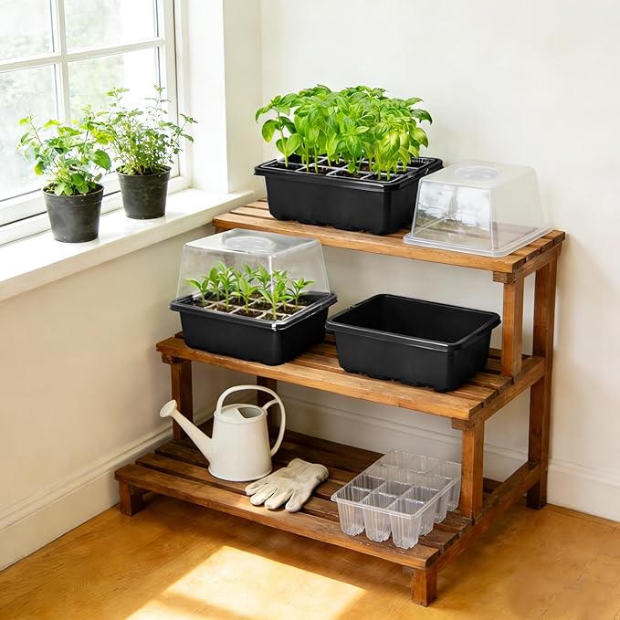 MIXC Seed Starter Tray with Elevated Lid, 120 Cells Seed Starter Kit with Adjustable Humidity Dome, Drainage Hole, Clear Heightened Lids for Indoor Outdoor Greenhouse Gardens, 10 Pack, Black - Image 7