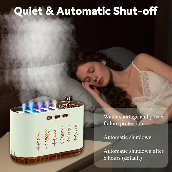 5 Nozzle Cool Mist Humidifier, Music-Sensing Humidifier Diffuser with 20 Color LED Light, 700ML Essential Oil Diffuse, Auto Shut-Off, Aroma Diffusers Humidifiers for Bedroom Home Office (Green) - Image 3