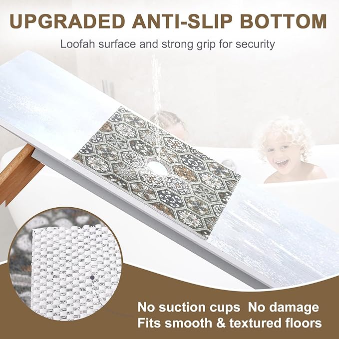 Square Shower Mat Non Slip: 32x32 Inch Extra Large Shower Mats for Inside Shower, Anti Slip Shower Floor Mat, Loofah Shower Stall Mats for Elderly, Non Slip Shower Mat with Drain Hole in Middle - Image 3