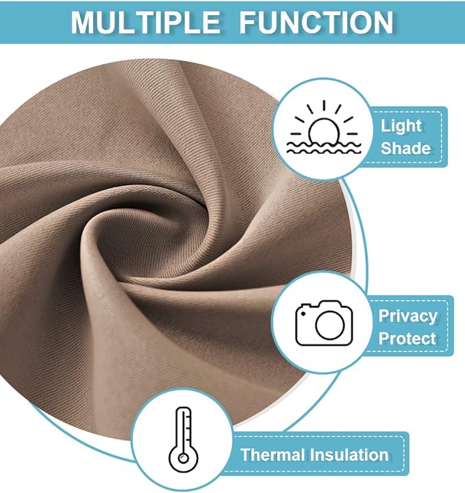 RYB HOME Blackout Curtains Soundproof Energy Saving Insulating Privacy Room Divider Curtains for Patio Sliding Glass Door Living Room Garage Home Theatre Large Window, W 150 x L 90 inches, Cappuccino - Image 7