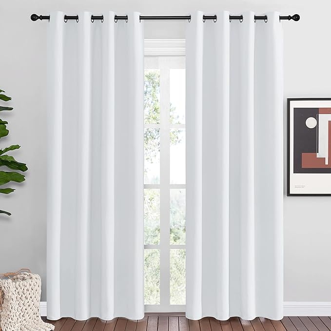 NICETOWN Room Darkening Curtains for Living Room - Easy Care Solid Thermal Insulated Grommet Room Darkening Curtains/Panels/Drapes for Bedroom (2 Panels, 55 by 86, Greyish White) by NICETOWN