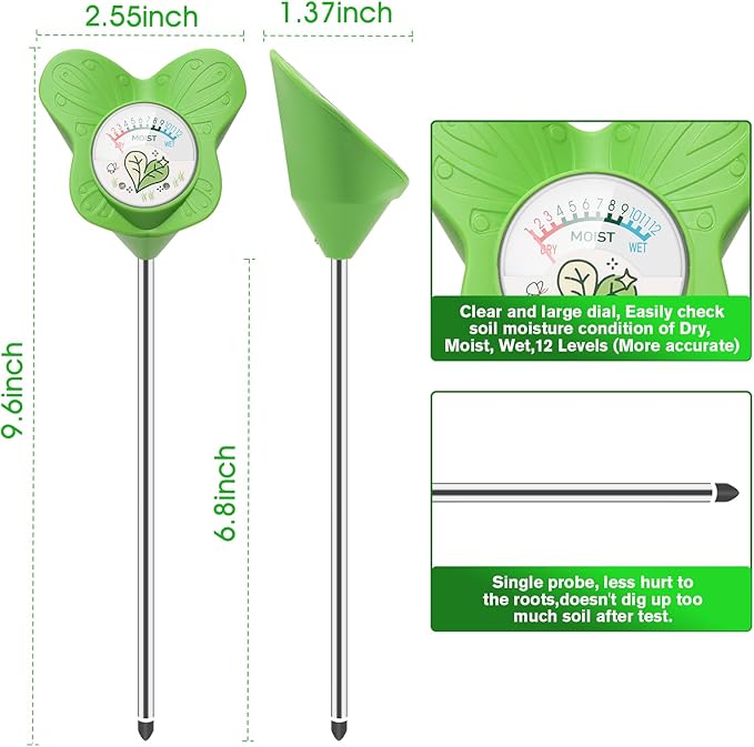 UNIWA Soil Moisture Meter, Plant Water Meter for House Plants and Indoor Potted Plants, Soil Moisture Monitor for Garden, Farm, and Lawn Plant Care, No Battery Needed- 2pack - Image 7