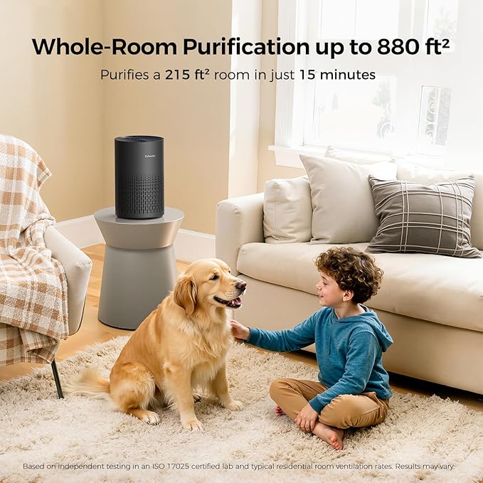 Purivortex Air Purifiers for Bedroom, Quiet Air Purifier with HEPA Filter for Pollen, Smoke, Dust, Pet Dander, Odor, Hair, Ozone Free, Covers Up to 880 Sq Ft, PX500 Black - Image 2