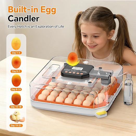 48 Egg Incubator for Hatching Eggs, Chicken Incubator with Auto Turner, Digital Temp & Humidity Control, Built-in Egg Candler & External Water Refill - for Hatching Chicks, Ducks, Quail, Goose Eggs - Image 4