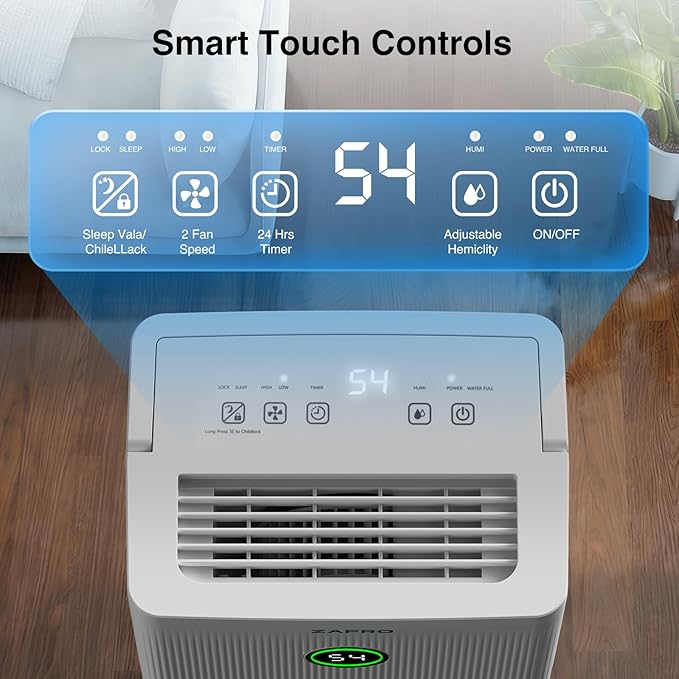 ZAFRO Dehumidifiers for Home and Basement with Drain Hose, Ultra Quiet 41dB, Energy Saving Max 21 Pints Dehumidifier with Auto or Manual Drainage, Auto Defrost, Three Modes, Dry Clothes, 24Hrs Timer - Image 4