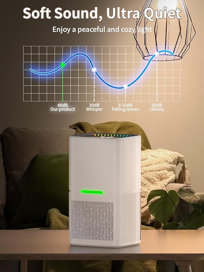 Dehumidifier, Dehumidifier for Home, 60 OZ Water Tank, 500 sq.ft Dehumidifiers for Bathroom, Bedroom, Basement with Auto Shut Off, Timer, 7 Colors LED Light (off white) - Image 5