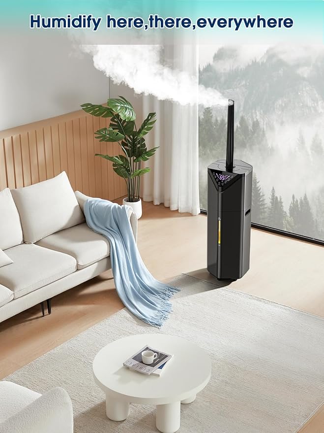 5Gal Humidifiers for Bedroom Large Room 2800 sq ft, 19L Quiet Humidifiers for Large Room, Floor Humidifier with 6 Mist Mode & Auto 180°Mist Tube for Home Whole House School Office Commercial Plants - Image 8