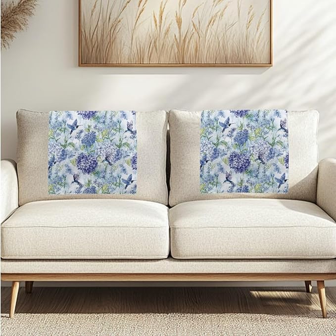 Hummingbird Floral Recliner Cover for Headrest Wear Resistant Head Rest Sofa Protector Easy to Install Furniture Protector with Pins - Image 7