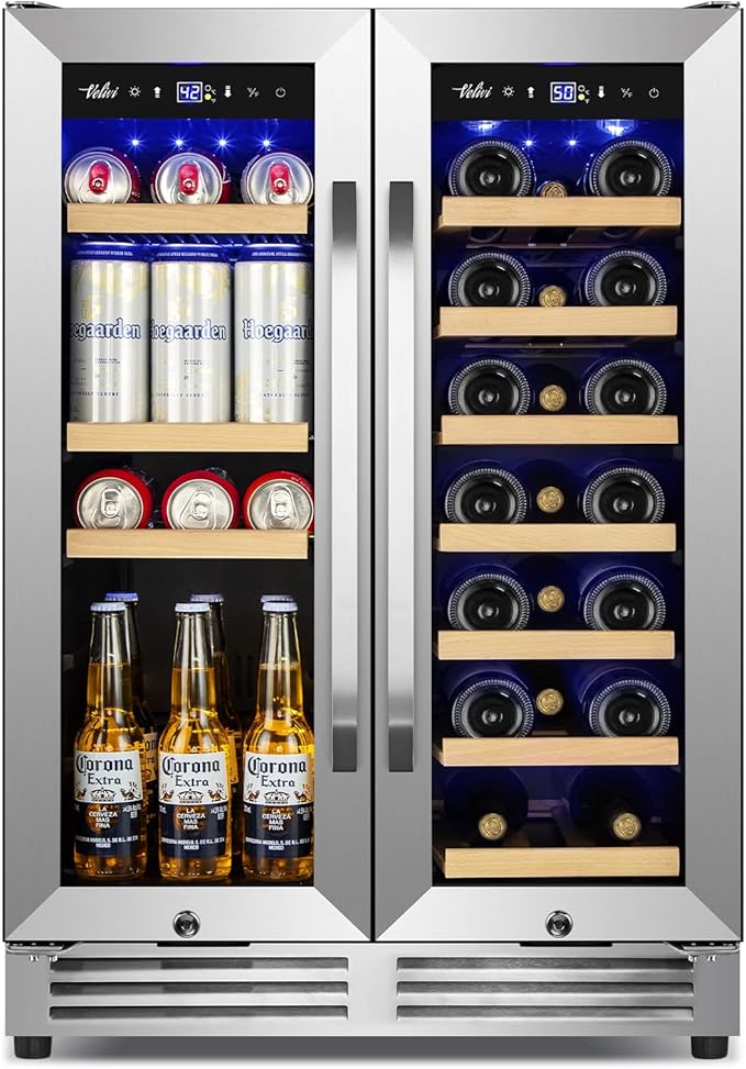 Wine and Beverage Refrigerator Upgraded, 24 Inch Beverage Refrigerator Cooler Dual Zone with Glass Door, Under Counter or Freestanding Beverage Fridge with Large Capacity, Advanced Cooling System - Image 8