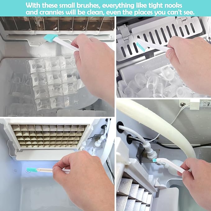 Palksky Ice Maker Cleaning Brush Set, Ice Machine Cleaning Tools - 2Pcs Drain Pipe Brush Nylon Bristles with 8Pcs Crevice Cleaning Brush - Image 3