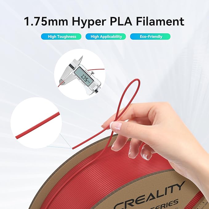 Creality Hyper PLA Filament 1.75mm, 30-600mm/s High Speed 3D Printer Filament, Dimensional Accuracy +/-0.02mm, Fit Most FDM 3D Printers, 4 Pack 1kg Spool(2.2lbs), Black & White & Grey & Red - Image 5