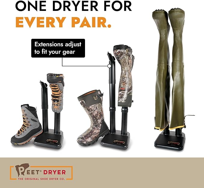 PEET, Wader, Electric Shoe Dryer with 2 Sets of 12" Extensions, Effective Drying for Waders, Tall Boots & Outdoor Gear, Made in USA - Image 4