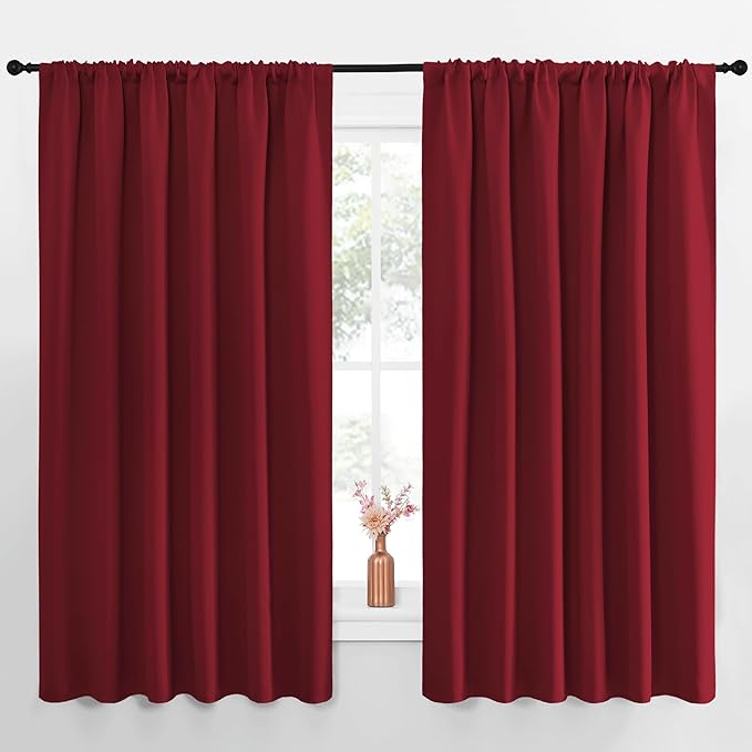 NICETOWN Blackout Curtains for Bedroom, Blackout Curtain Panels, Burgundy Red, 1 Pair, 70 by 63-inch, Window Treatment Energy Saving Thermal Insulated Solid Rod Pocket Blackout Drapes/Draperies by NICETOWN