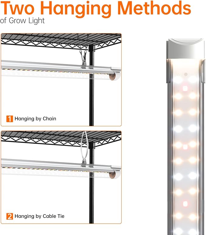 Bstrip Plant Shelf with Grow Light, 5 Tier Large Tall Plant Stand with 3FT T8 120W Grow Light for Indoor Plants, Full Spectrum LED Plant Light with wheel for Seedling, (47.2" Lx17.8 Wx71 H) - Image 5