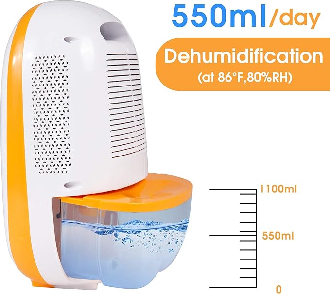 Dehumidifier for Home 37 OZ(1100ml) Water Tank with Auto Shut Off,430 Sq.ft Mini Small Portable Quiet Dehumidifier for Closet Basement Bedroom Bathroom Garage Wardrobe RV - Image 2