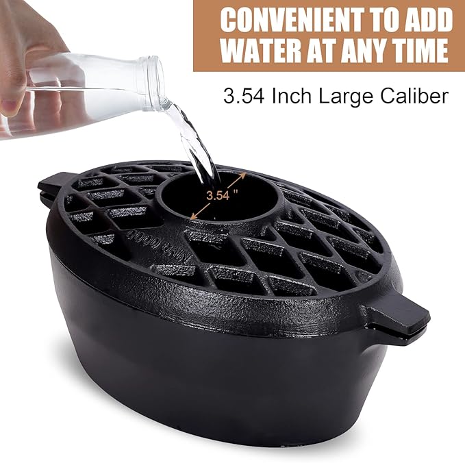 G Good Gain Wood Stove Steamer,Fireplace Humidifier,Cast Iron Humidifier for Stove, Matte Black Finish, Rust Resistant, Lattice Top, 2.5 Quart Capacity,Wood Burning Stove Indoor Decorative - Image 4