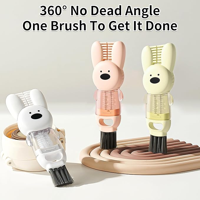 3 PCS Bottle Brush - Upgrade 4 in 1 Cup Lid Gap Cleaning Brush Set, Multifunctional Insulation Bottle Cleaning Tools, Mutipurpose Tiny Silicone Cup Holder Cleaner, Home Kitchen Cleaning Tools - Image 2