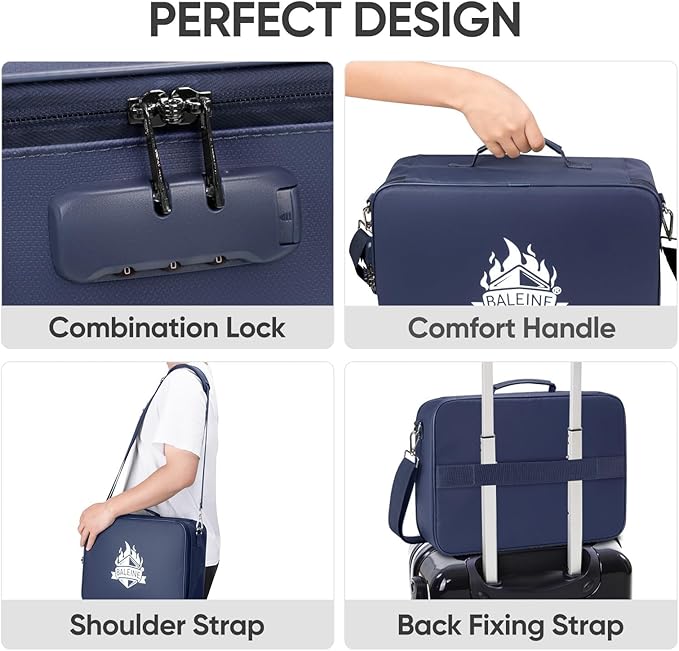 BALEINE Fireproof Document Box with Lock, Portable Fireproof Document Bag Waterproof Fire Proof File Boxes for Documents, File Organizer Box for Important Paperwork (Blue, 15''x11''x4'') - Image 4