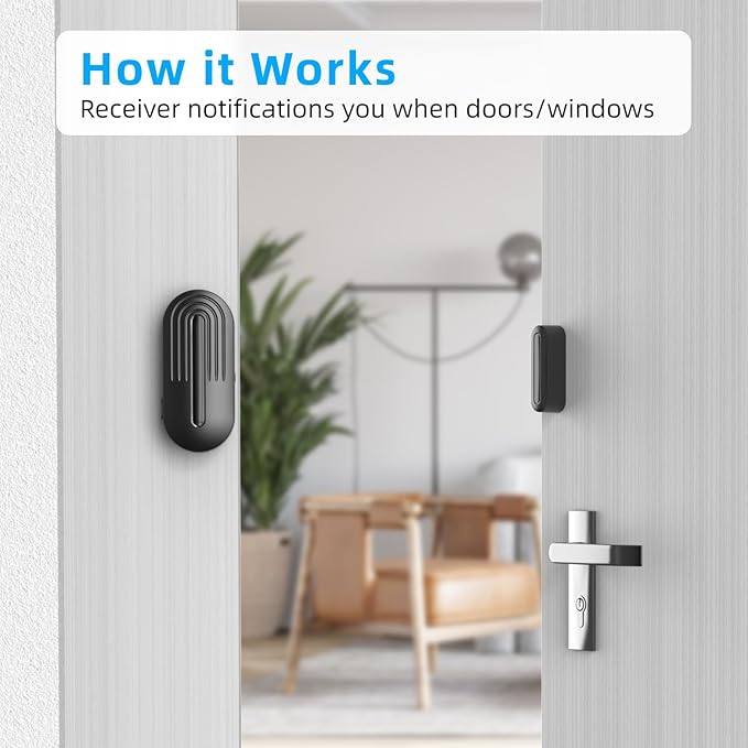 Door Sensor Chime When Door Opens, Door Entry Chime for Business/Home/Office/Store,500 FT Range,26 Chimes 5 Adjustable Volume Door Ringer Alert Black - Image 2