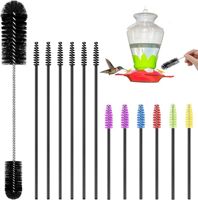 37 Pieces Hummingbird Feeder Cleaning Brush 3 Size Mini Nylon Tube Brushes Set 2 in 1 Double Headed Hummingbird Brush Cleaner for Bottles Tubes Jars Bird Feeder(Black) by Perthlin