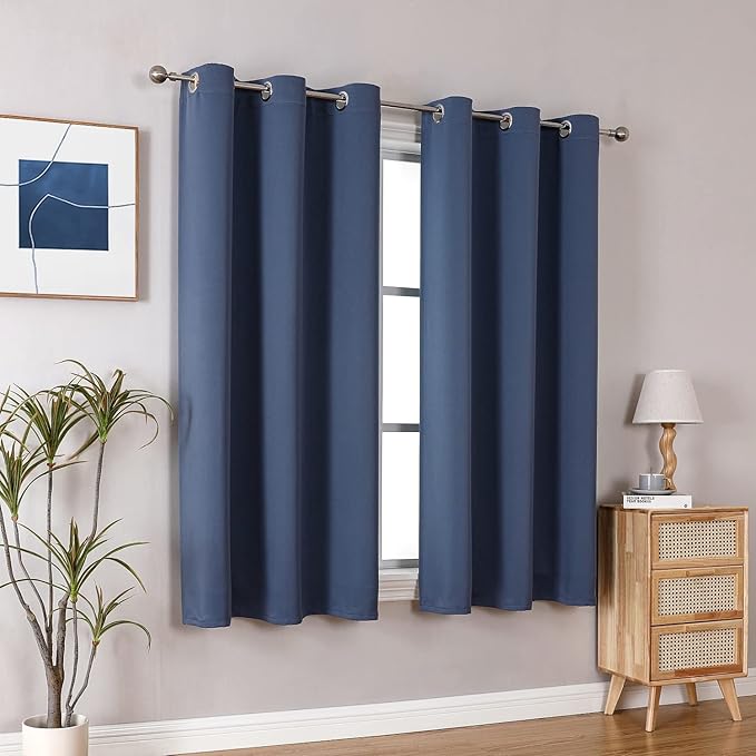 ChrisDowa Blackout Curtains 48 inches Long for Bedroom - 2 Panels Set Grommet Thermal Insulated Room Darkening Curtains for Living Room (Stone Blue, 42 x 48 Inch) - Image 6