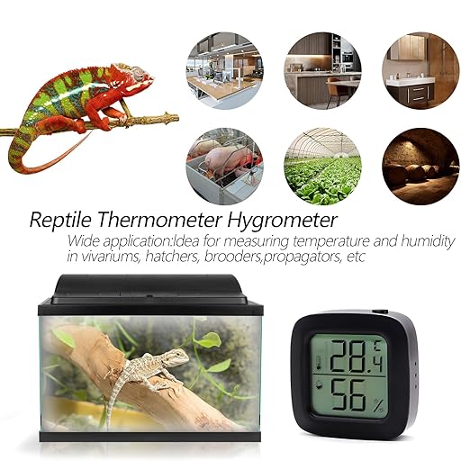 Digital Reptile Thermometer Hygrometer Precise Temp & Humidity Gauge for Terrariums/Tanks Compact LCD Display for Reptiles/Amphibians Habitat Monitoring - Image 4
