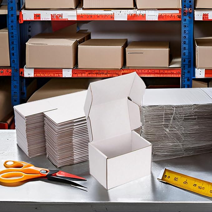Small Shipping Boxes 6x4x4 Inch (25 Pack) - Sturdy White Corrugated Cardboard Boxes for Small Business, Ecommerce, Mailing & Packaging | Recyclable Gift & Storage Boxes - Image 3