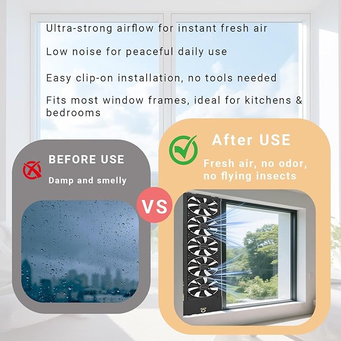 Vertical Window Exhaust Fan for Sliding Windows, Retractable Window Exhaust Fan, Dual Mode Airflow Exhaust Intake Variable Speed Control for Livingroom & Bathroom(White,49.2-51.2) - Image 4