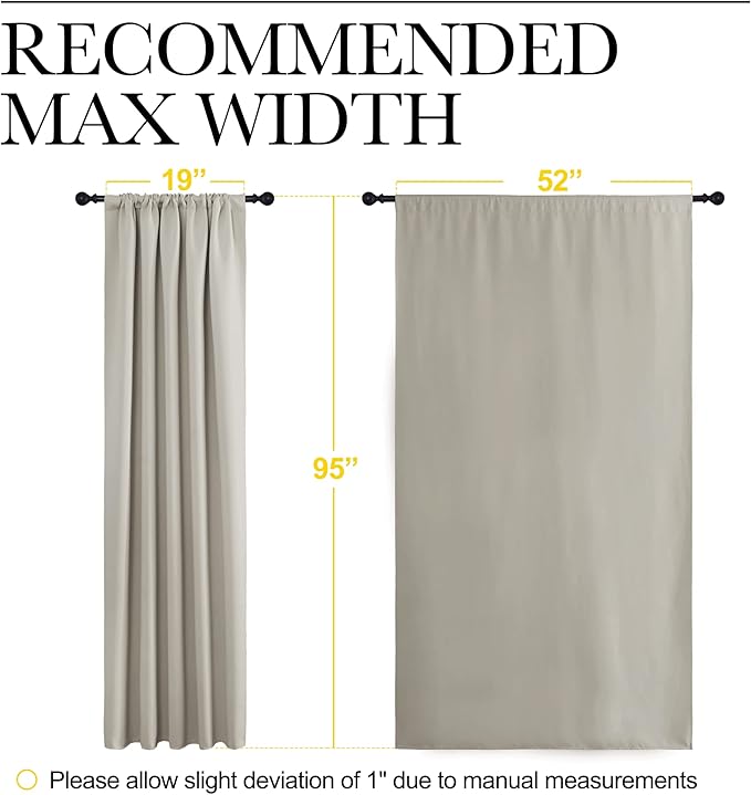 NICETOWN Blackout Curtains for Living Curtains, Room Darkening Window Curtain Panels, Easy-Care Solid Thermal Insulated Draperies/Drapes for Daughter Room (Natural, 2 Panels, 52 by 95) - Image 7