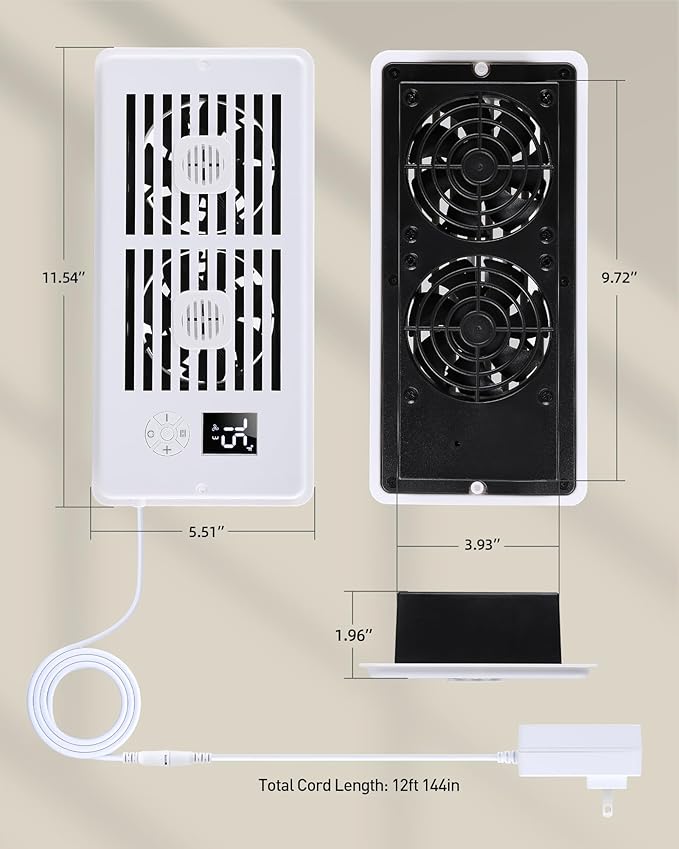 AGPTEK Register Booster Fan for 4 x 10 Register Holes, Quiet Air Vent Fans with 10-Speed, Intelligent Thermostat & Remote Control, Heating Cooling AC Vent Fan for Room Wall Floor Ceiling - Image 6